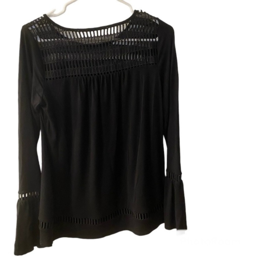 Cyrus Black Bell Sleeve Blouse with cutout detail size Small